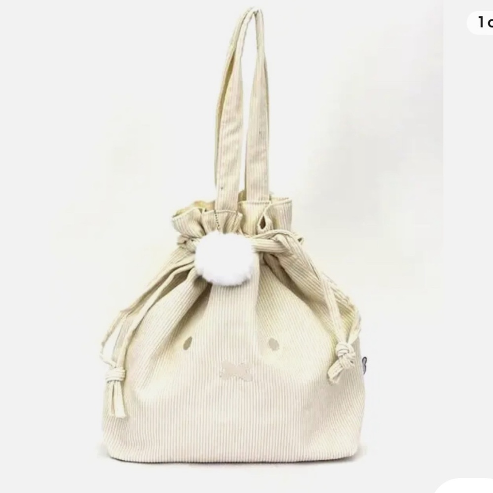 Miffy Corduroy Tote Drawstring Bag Cream